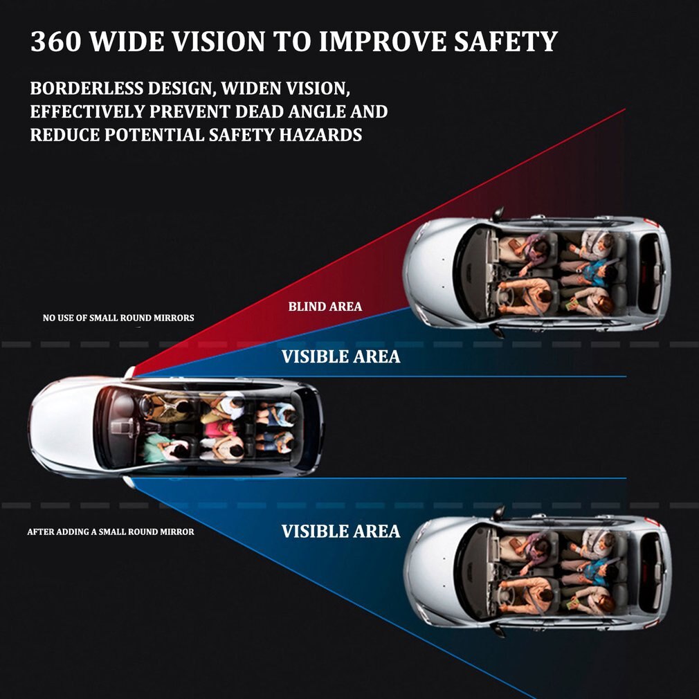 Auto Kleine Ronde Spiegel 360 Graden Verstelbare Achteruitkijkspiegel Blind Spot Super Clear Extra Omkeren Groothoek Reflecterende