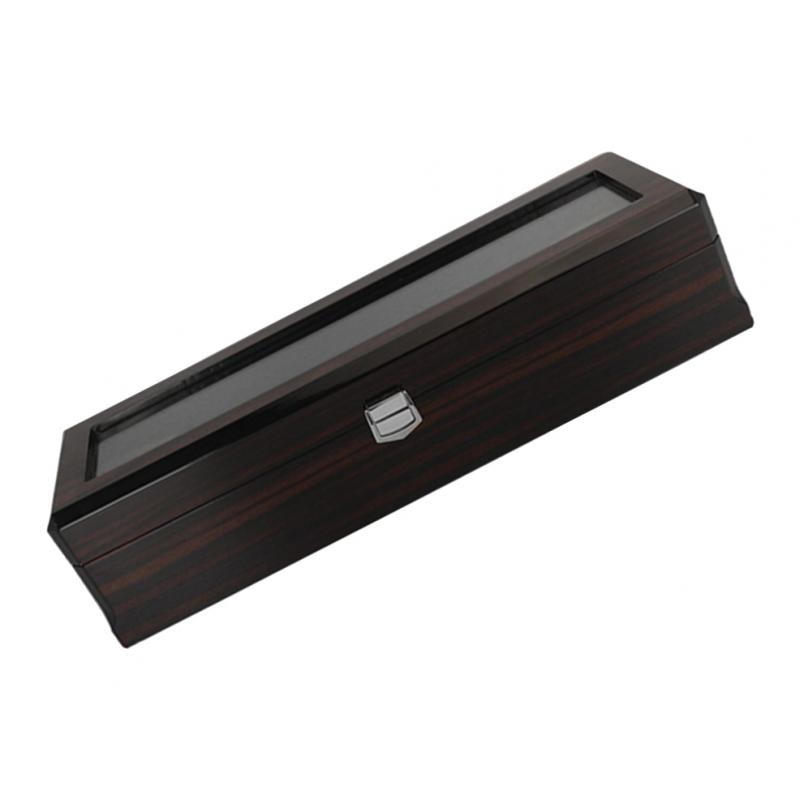 Luxury Wooden Watch Box, 6 Slots Watch Case with Pillow, Classic Glass Topped Wooden Watch Display Case Watch Organizer