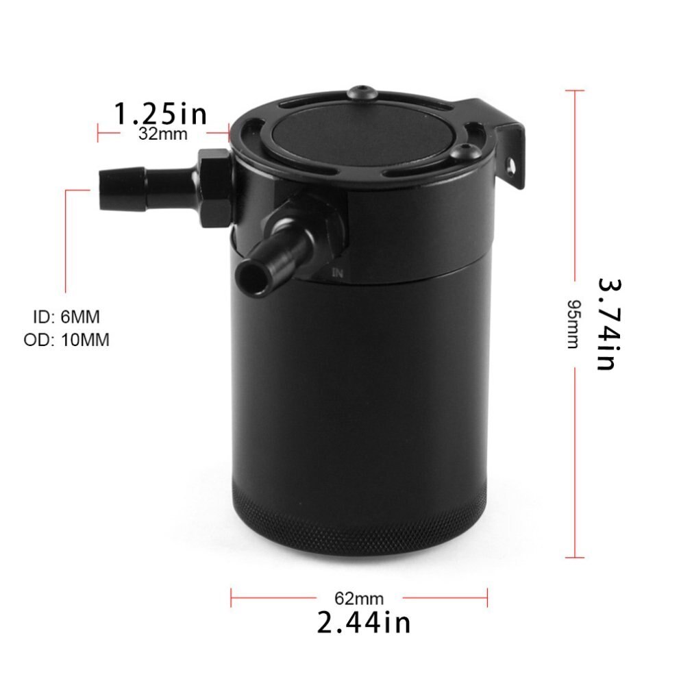 Universal Oil Catch Can Compact Baffled 2-Port Aluminum Reservoir Oil Catch Tank Fuel Tank Parts Two hole breathable Kettle