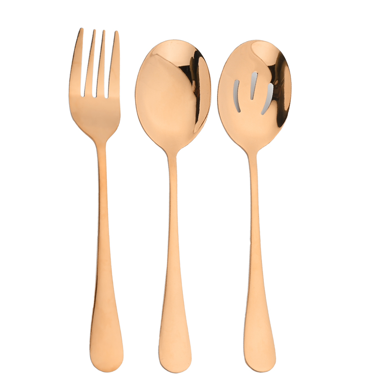 Western Stainless Steel Serving Spoon Restaurant Public Cutlery Soup Ladle Colander Fork Shovel Rainbow Distributing Spoons: Rose