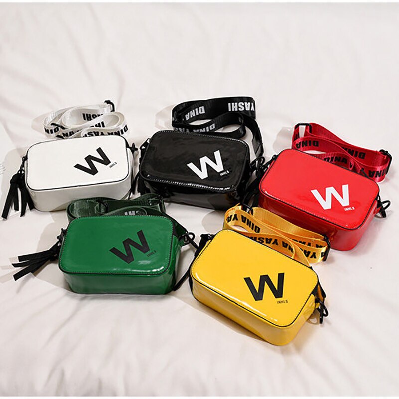 Estilo coreano carta impresión bolso cruzado de cuero Pu cremallera de pequeño cuadrado bolsas para las mujeres Casual bandoleras de viaje