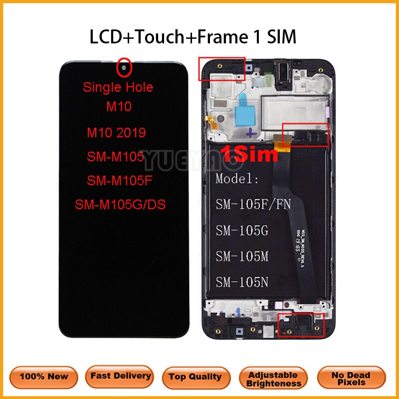 6.2 "LCD Per Samsung Galaxy A10 A105 A105F SM-A105F Display LCD sostituzione Dello Schermo Digitizer Assembly con la Struttura