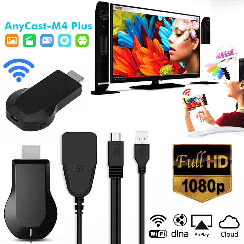 Anycast M4 PLUS 1080P sans fil HD lecteur multimédia Portable Streamer Wifi affichage Dongle pour projecteur Smartphone tablettes