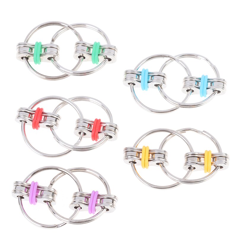 La descompresión cadena Fidget Spinner mano Spinner tri-Spinner dedo juguetes bicicleta cadena Anti-estrés juguete llavero anillo de llave