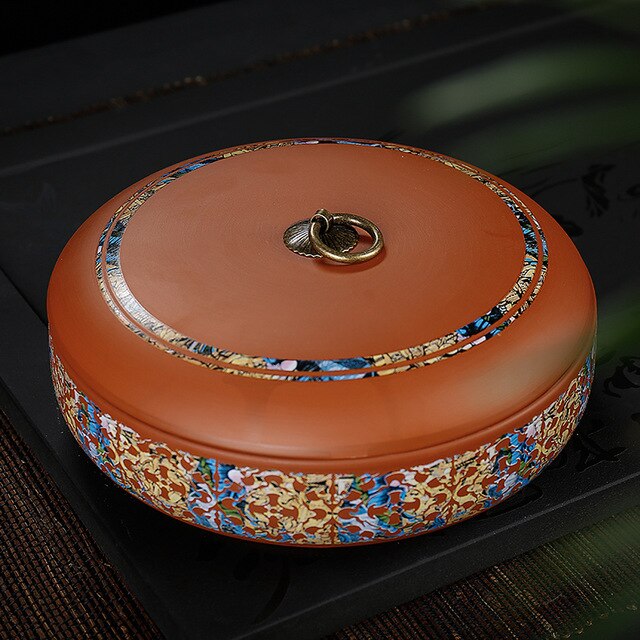 Caja de almacenamiento de té de estilo chino Puer, cajas de sellado de de arte púrpura Natural, tarros de café, granos, recipiente de Caddy, bandeja de caramelos y nueces: Pattern 10