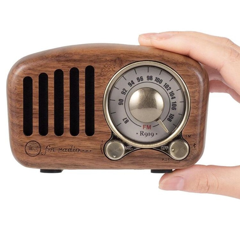 Vintage radio retro bluetooth 5.0 højttaler valnød træ fm radio med gammeldags klassisk stil stærk basforstærkning tf kort