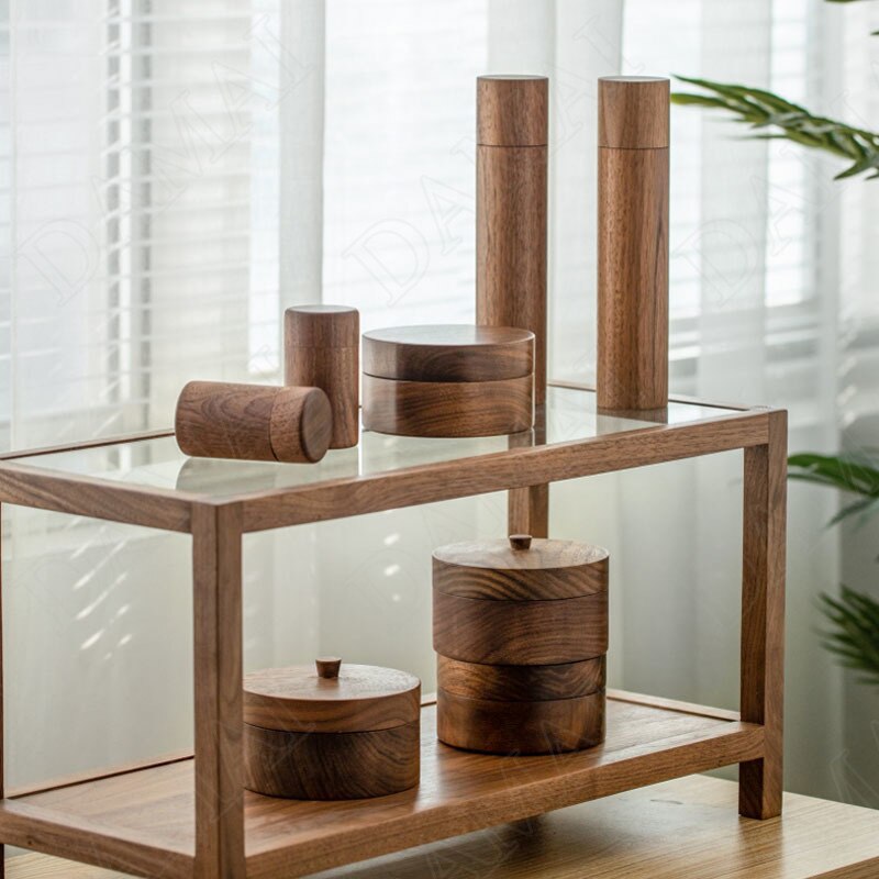 Porta stuzzicadenti in legno di noce nero creatività manuale camera da letto contenitore per gioielli soggiorno scatola di immagazzinaggio Desktop decorazione domestica