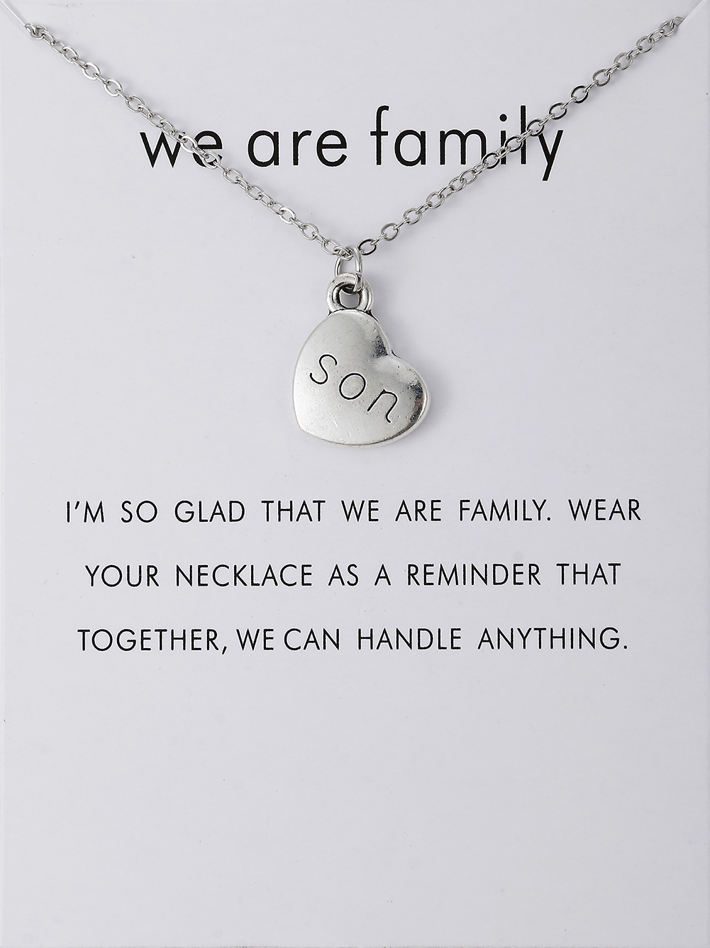 Heart Love We Are Family Tree Dad Mom Sister Members Alloy Pendant Necklace Jewelry: white card son