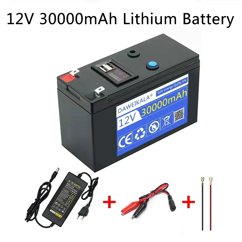 Bateria litowa 12 V 30 Ah 18650 Akumulator do pojazdu elektrycznego zasilanego energią słoneczną LED Akumulator 12,6 V 3A Ładowarka