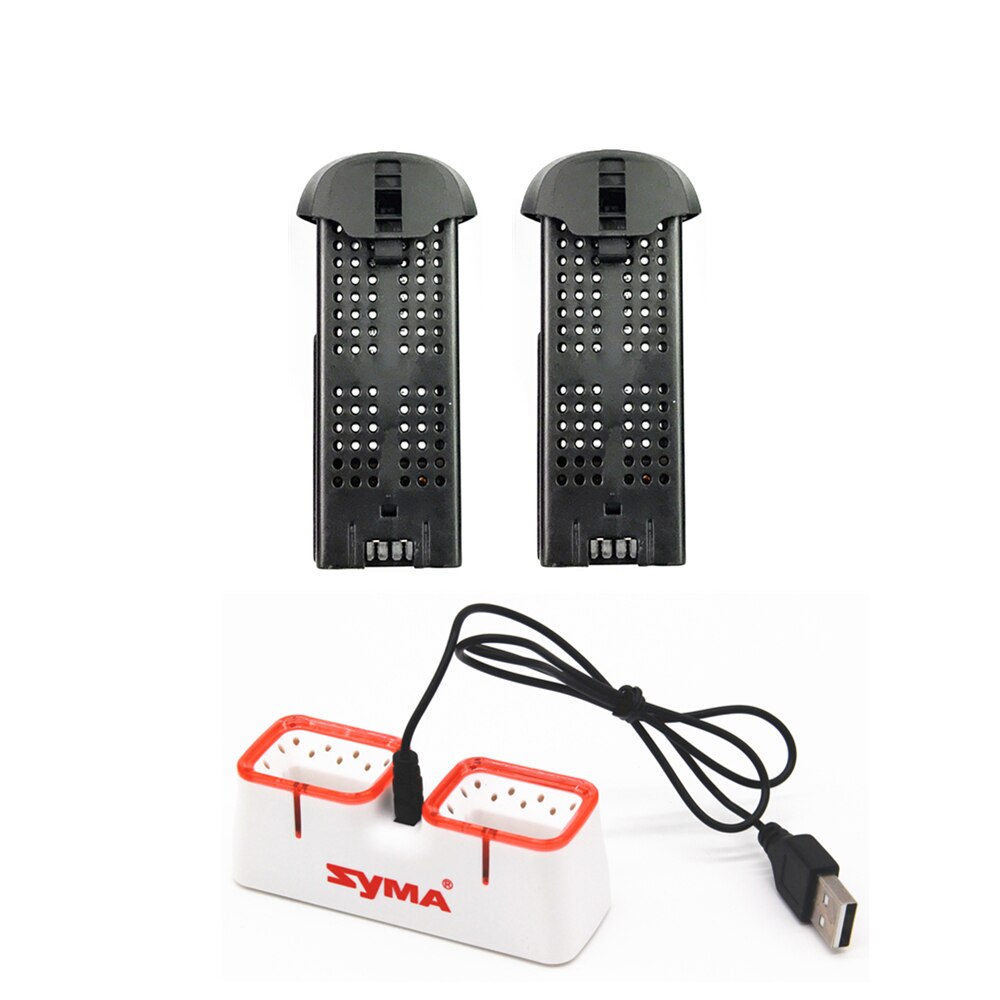 Syma-batería Lipo X22 / X22w Original para Dron, batería de 3,7 V y 400mAh con cargador, recambios de cargador, accesorios para cuadrirrotor RC, batería de 3,7 V y 400mAh: 2Black with Charger