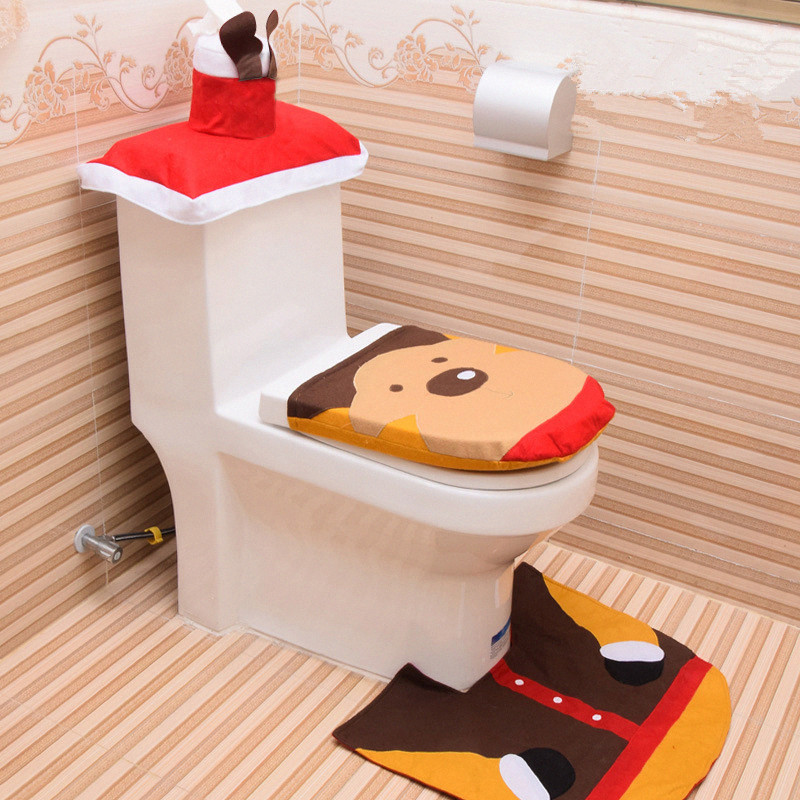 Set Bagno Natalizio Con Elfo: Copriwater E Tappeto Per Un Bagno Da Favola