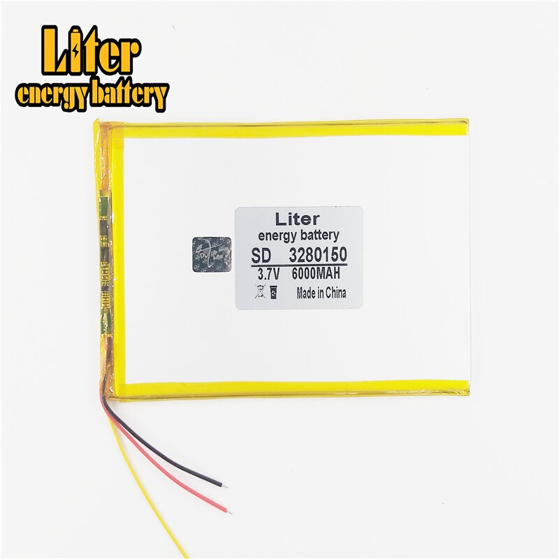 3 Lijn 3.7V,6000Mah,[3280150] Plib (Polymeer Lithium-Ion Batterij) li-Ion Batterij Voor Tablet Pc, Gps, Mp3, Mp4, Mobiele Telefoon, Luidspreker