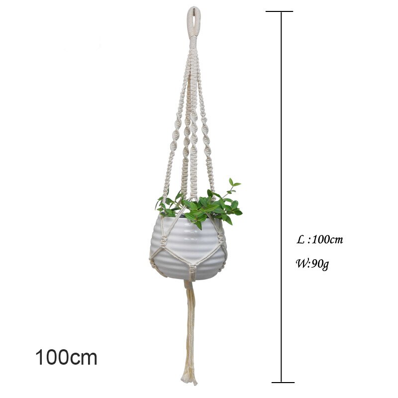 Macrame växthängare inomhus utomhus hängande växthållare hängande planteringsställ blomkrukor för dekorationer sec 88: 100cm