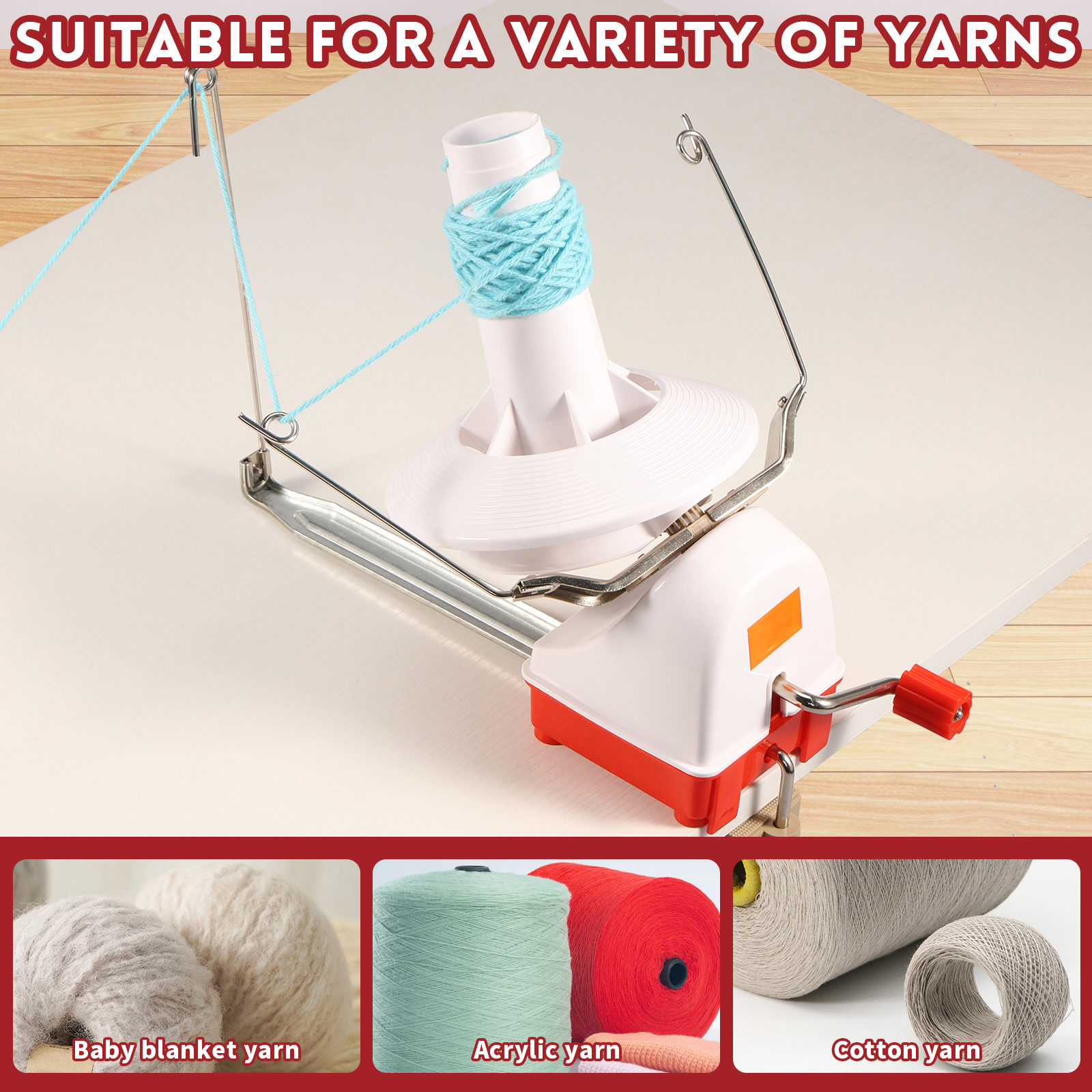Hand Operated Yarn Winder Fiber Wool Manual Handheld Winder Machine String Ball Portable for DIY Sewing Making Accessories