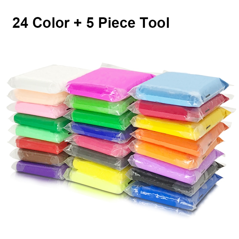 24 farver/sæt lys ler lufttør polymer plasticine modellervoks super let gør-det-selv blødt håndgummi pædagogisk lerlegetøj