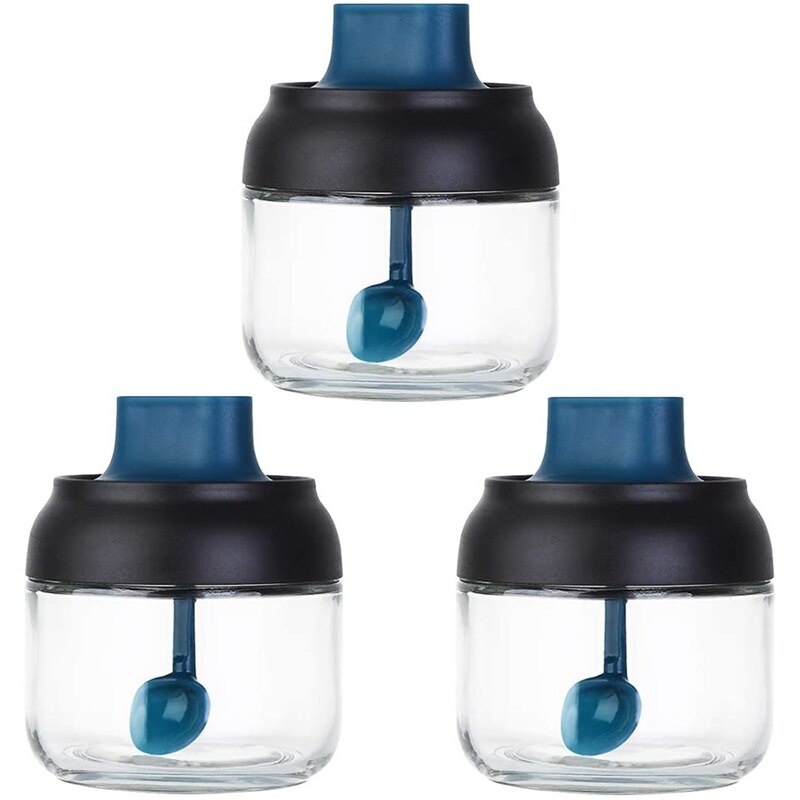 Condiment Pot with Lid and Spoon 3 Pack Gl Spice J... – Grandado