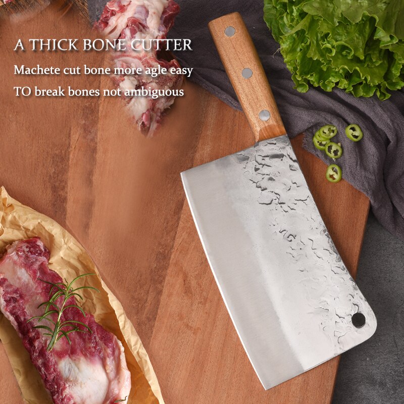 Big Bone Knives Chopping Knife 780g Stainless Steel Cleaver 5mm Blade Chopping Kitchen Knives Cutting Pork Bone 5Cr13mov Cutlery