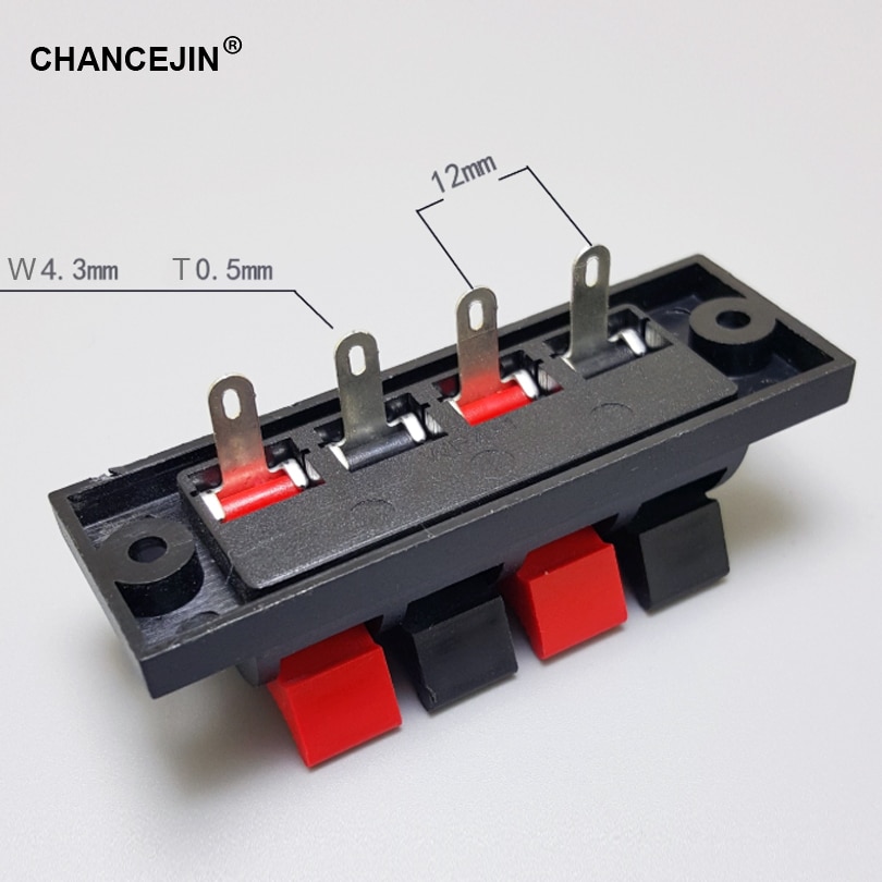 4 pins 4 positions Connector red&black connected terminal spring holding plug unit be used in DIY power socket Speaker Terminal
