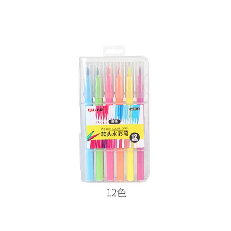 Pluma de acuarela de cabeza suave, pincel de Color lavable, pluma de línea de gancho, dibujo, pintura, material de papelería para estudiantes de 18/24/36 colores: 12 Color