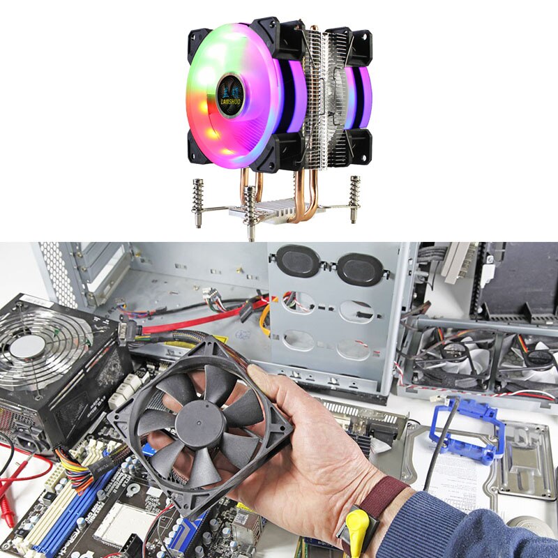 LANSHUO CPU Radiator 2 Heat Pipes RGB CPU Cooler U... – Grandado