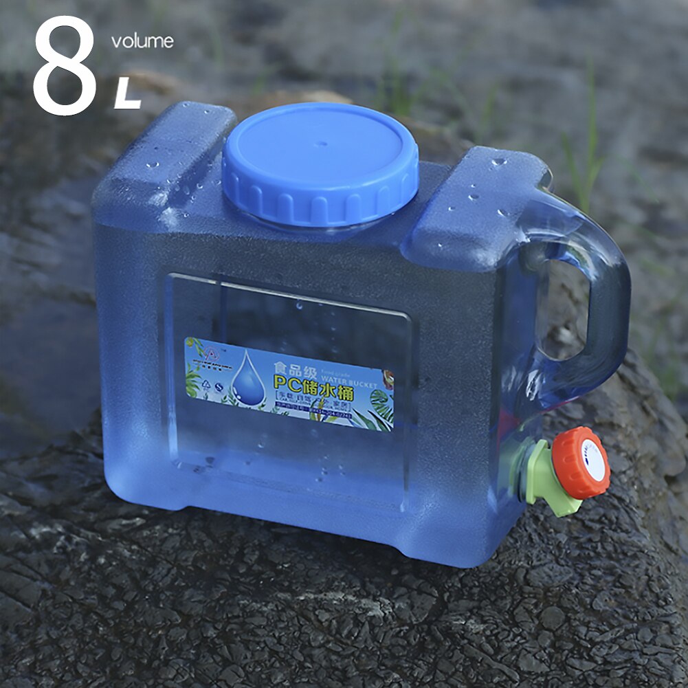 5/8/10/12/15/20L Portable Handheld Water Container With Faucet Outdoor Self-Driving Square Barrel Picnic Plastic Storage Bucket