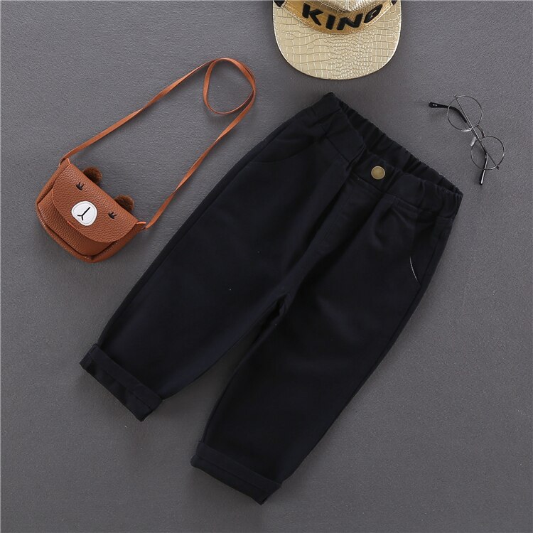 Mode Baby Boy Casual Broek Katoen Knop Baby Peuter Kinderen Broek Lange Baby Jongens Losse Broek Kleding 1-10Y: black / 12M