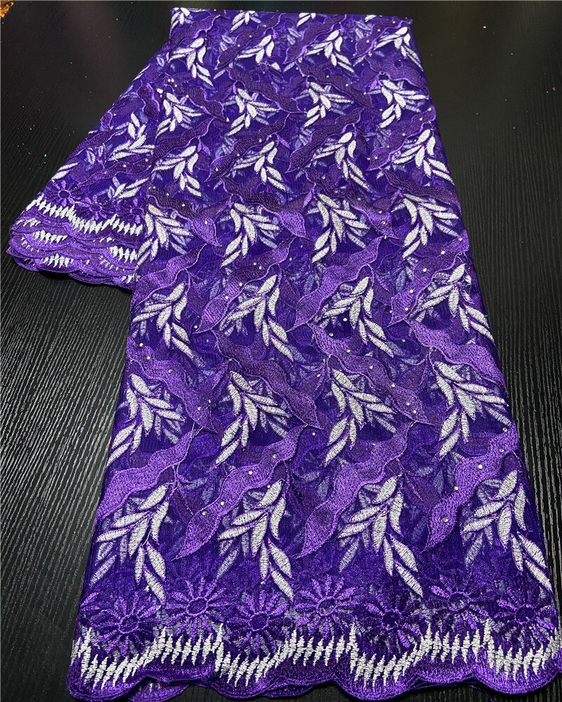 Stort afrikansk blonder stof fransk tyl blonder med sten snor broderi stof blonder  ni3228: Billede 5