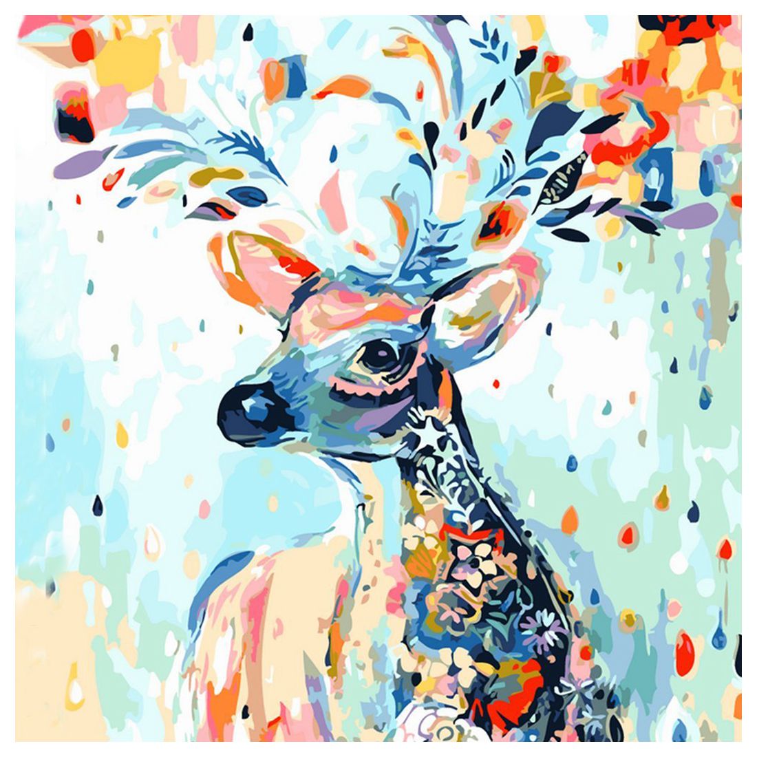 DIY pintura al óleo por número Kit imagen dibujo sobre lienzo por manualidades artísticas para colorear a mano y coser Arco Iris Ciervo