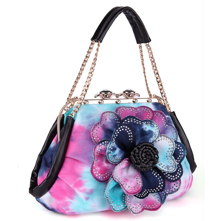 neue Frauen Handtasche Bunte Blume frauen Tote Frauen Messenger Taschen Damen Schulter Tasche Bolsas LB867: Black