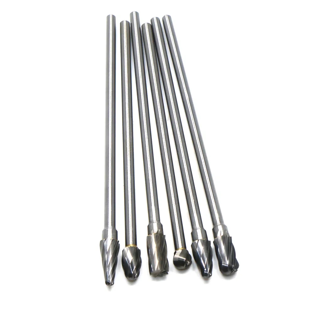 1/4- tommer skaft elværktøj bor 6 x 10mm 150mm lang wolframcarbid aluminiumskåret roterende burbor 6mm akselsæt elværktøj