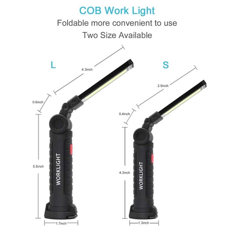 USB Rechargeable COB LED Flashlight Work Light Inspection Light 5 Modes Tail Magnet Hanging Torch Lamp Waterproof