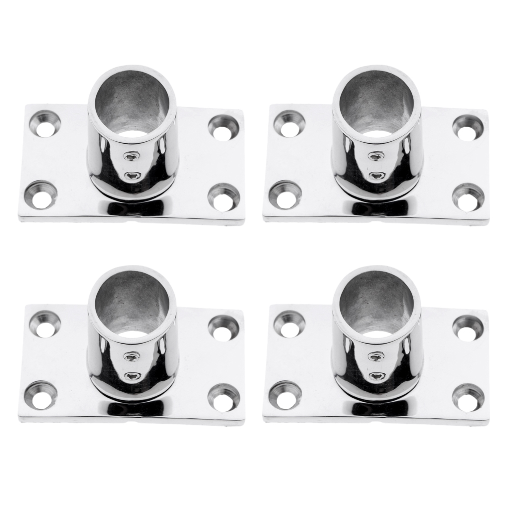Raccord de main courante de pont de bateau en acier inoxydable, Base rectangulaire à 90 degrés pour Tube de 22mm, 4 pièces