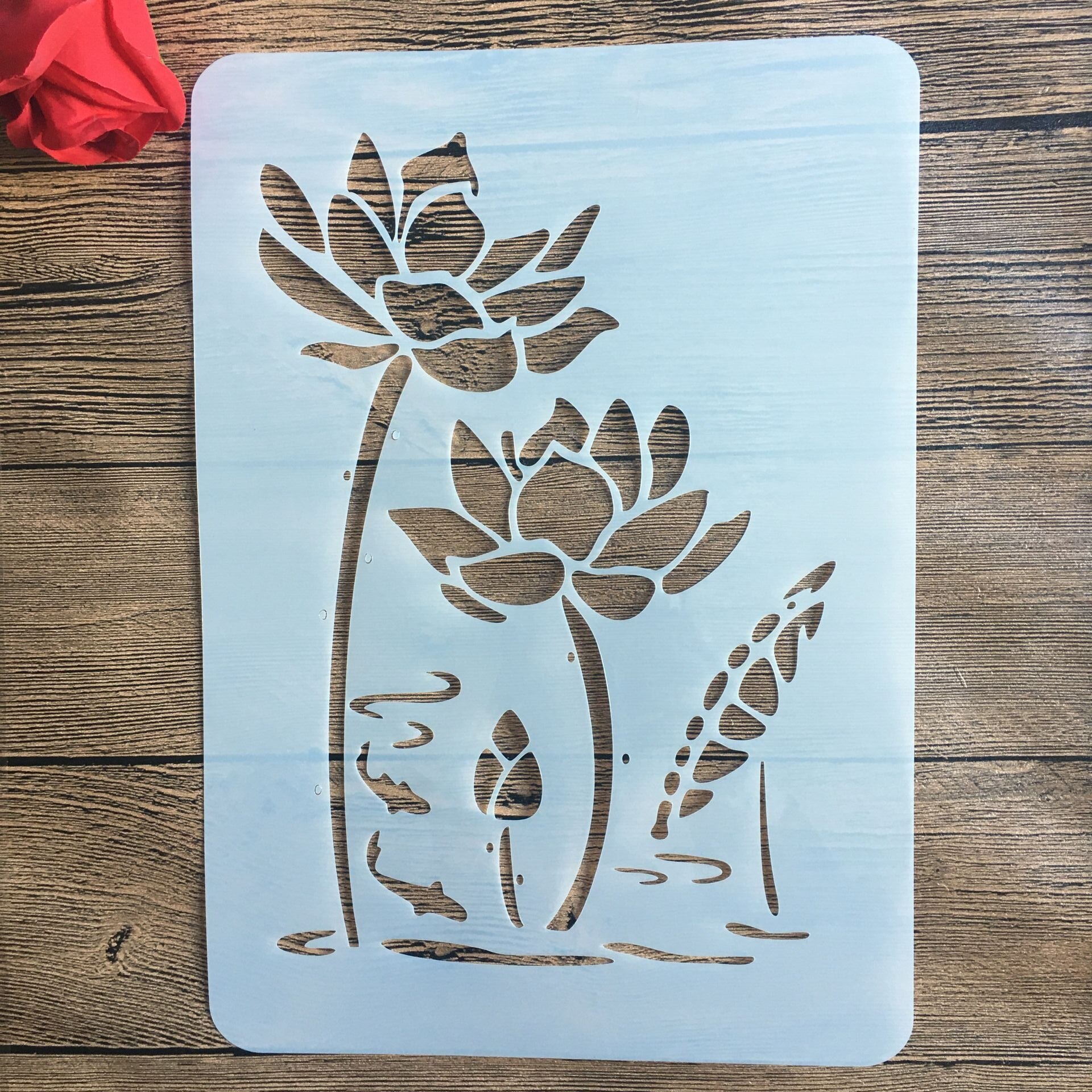 Lotus flower stencil for walls and crafts.