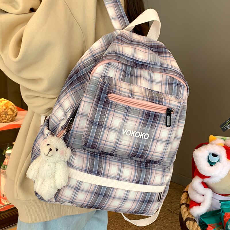 Canvas Backpack - Preppy Style - School Book Laptop Bag for Teenager Students - Under 20L