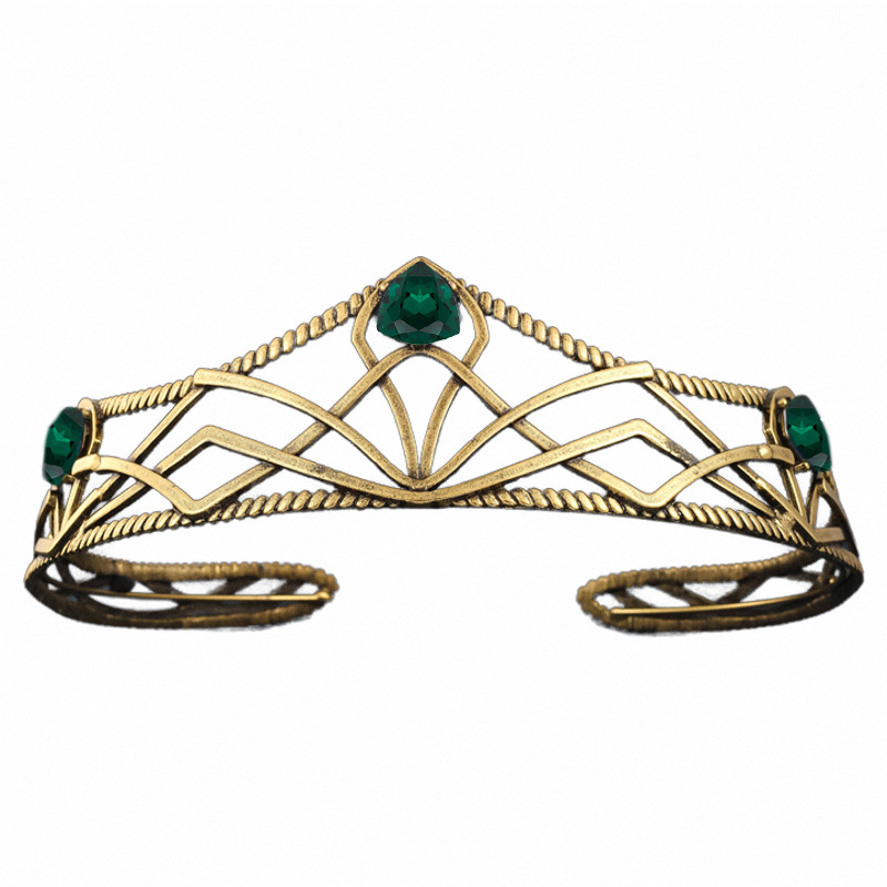 Film Elfen Koning Ronde Kroon Tiara Vintage Barok Kristal Tiara Bekroont Prinses Koningin Diadeem Hoofdband Bruiloft Haar Accessoires: Silver Plated