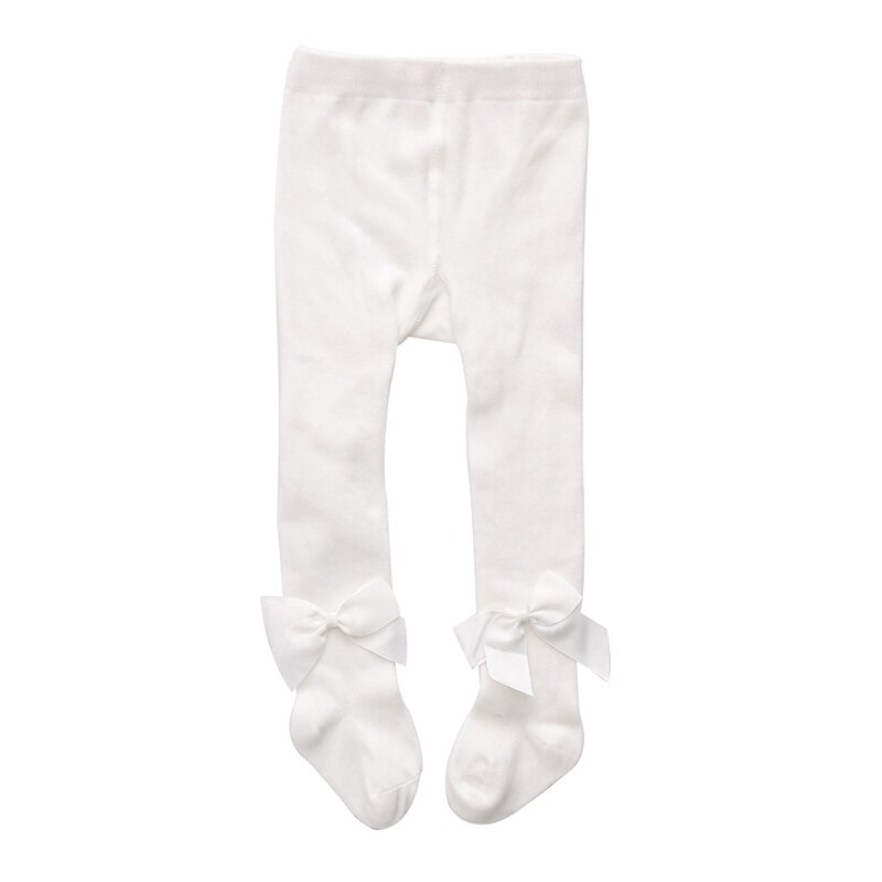 Bowknot Baby Girl Tights Soft Solid Color Infant Toddler Pantyhose Warm Autumn Winter Baby Girls Stockings 12-24M: white