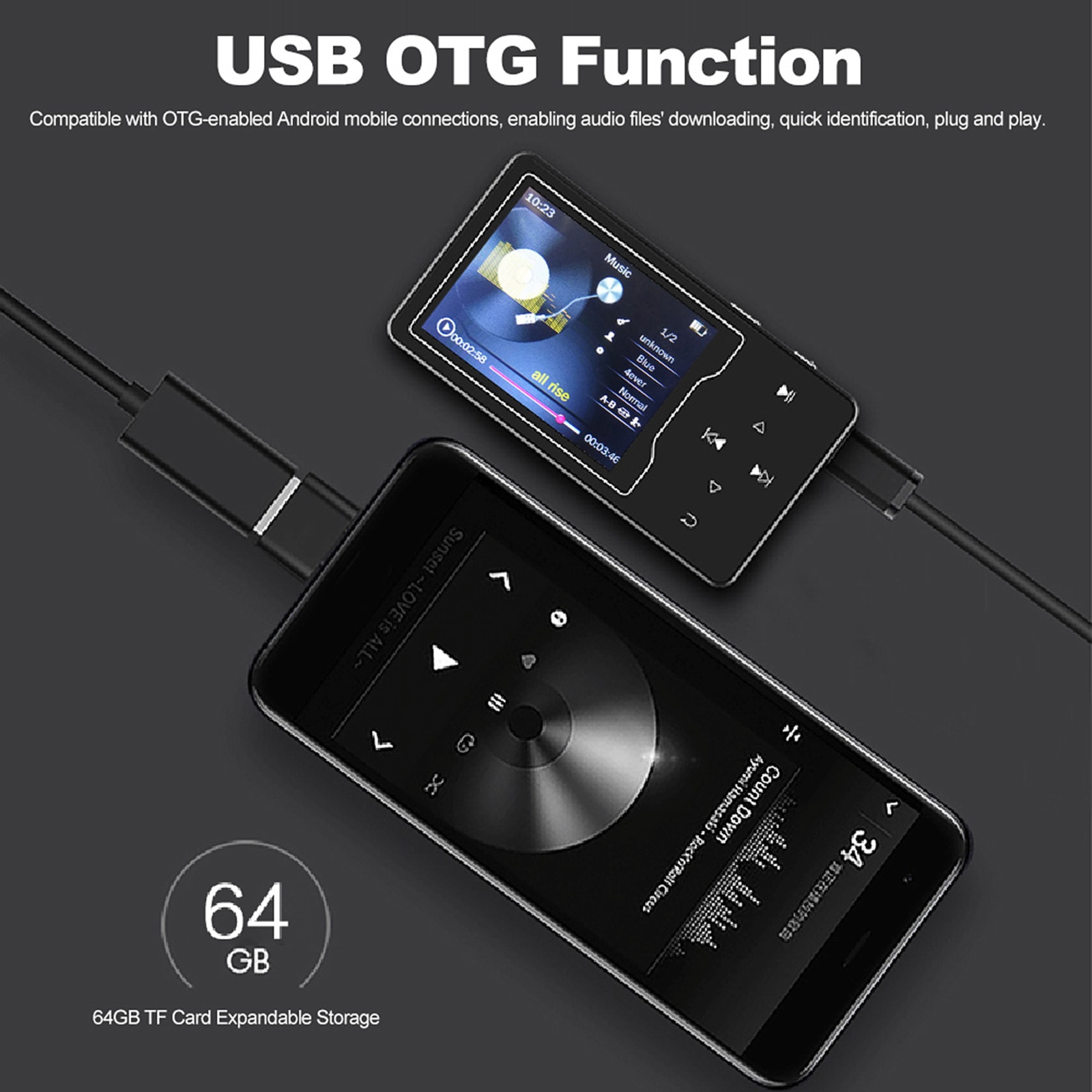 RUIZU D08 8GB MP3 MP4 Digital Player 2.4 Inch Music Player Lossless Audio Video Player FM Radio Recording E-book with Headphone