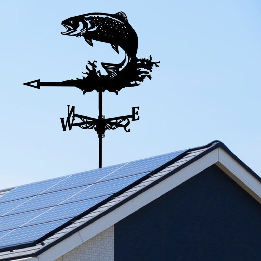 Farmhouse Weather Vanes Roof Mount, Wind Direction Indicator Kit Outdoor Metal Bracket Weather Vane: Salmon