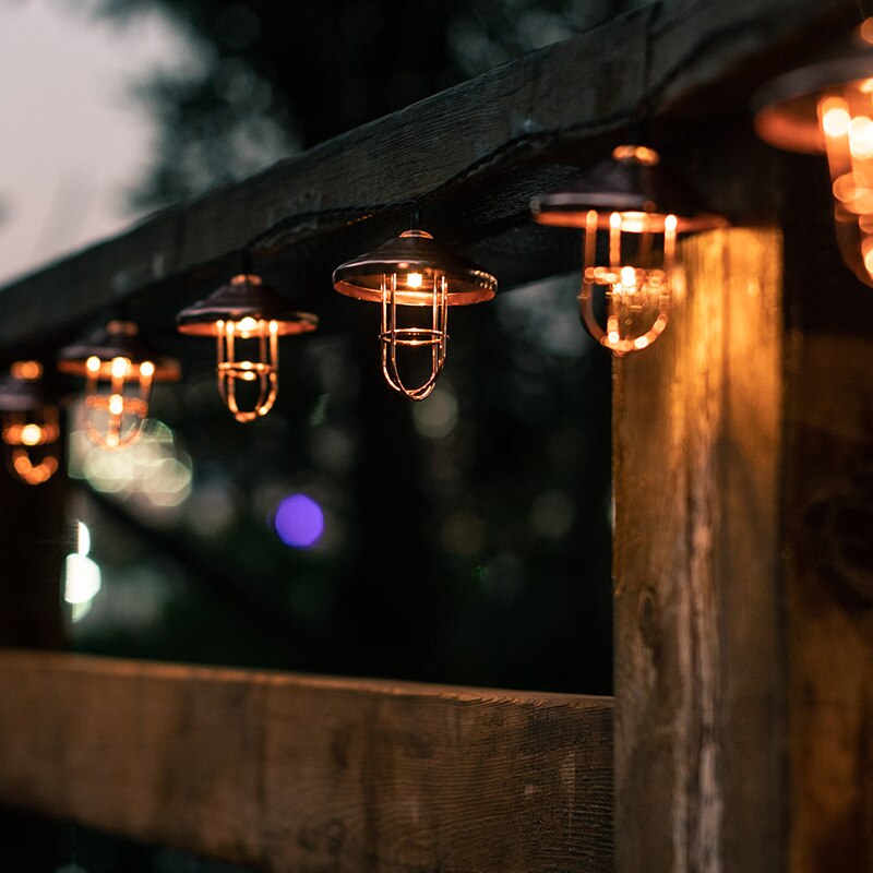 Guirlande lumineuse solaire LED avec interrupteur en fer, luminaire décoratif d&#39;extérieur, idéal pour un jardin, une pelouse ou une cour