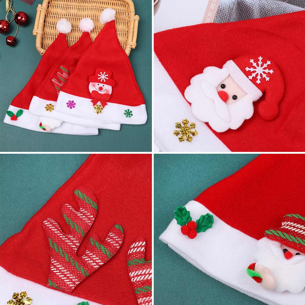 Merry Christmas Hat for Kids Santa Claus/Deer/Snowman Cap Christmas Party Props Decoration Accessories Children Xmas