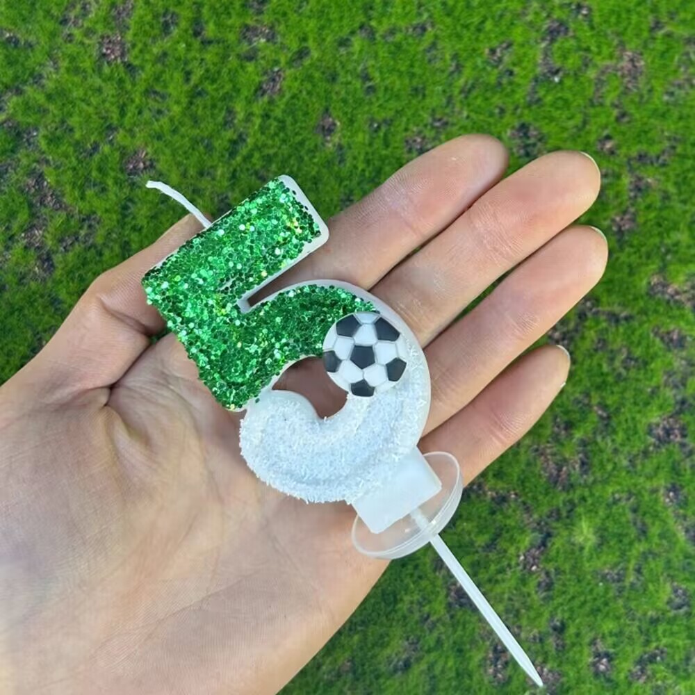 1PC Happy Birthday Football Candles Cake Soccer Candles Number 0-9 Digital Candle Party Wedding Cake Candle Party Cakes Deco: cream