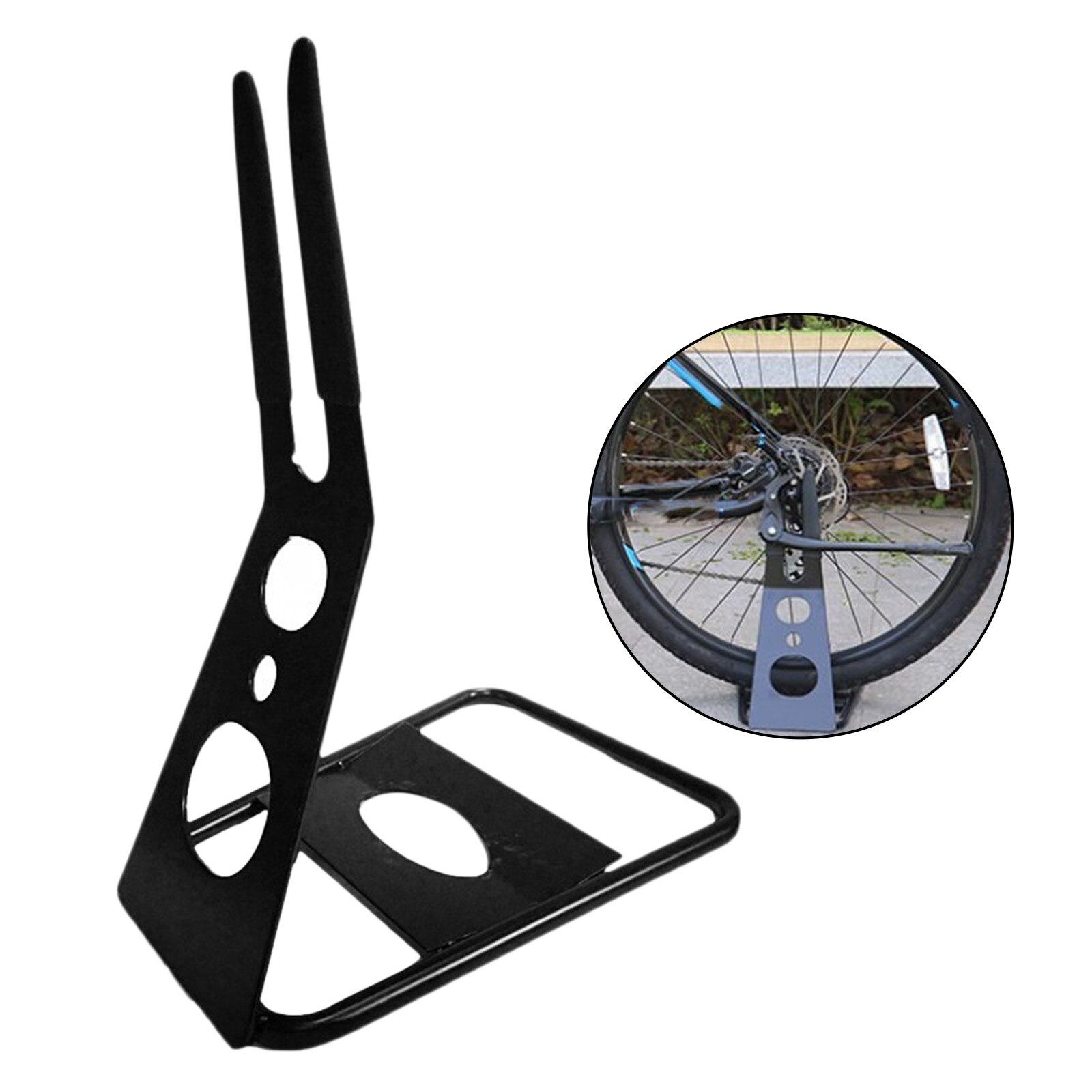 Bike Parking Rack Hub Mounted Sturdy Bicycle Floor Park Stand Holder Repair Rack Bike Display Show Holder Ground Parking Bracket: Black