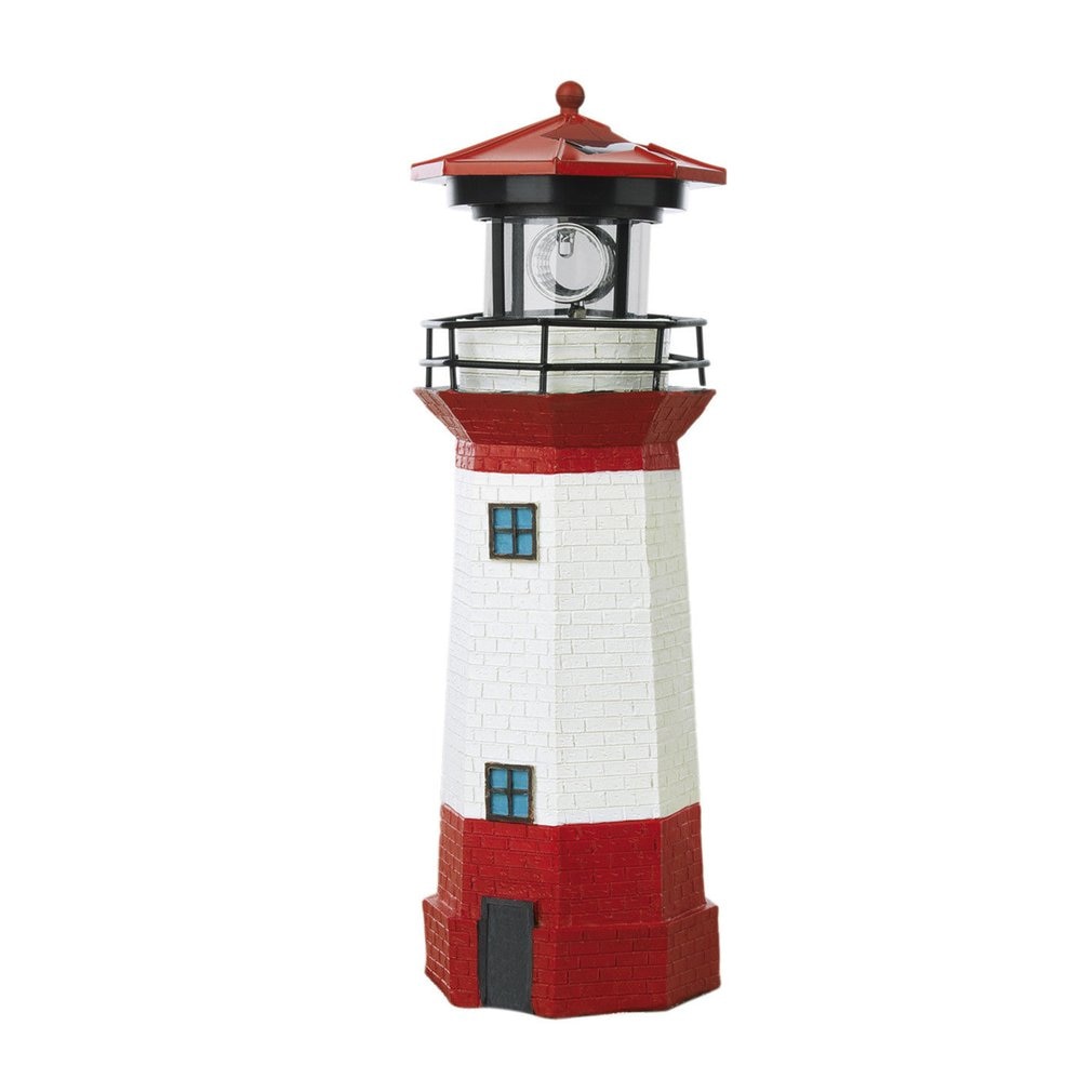 Solenergi led fyrtårn lys med roterende lysstråle 29cm hjem haven dekoration hegn græsplæne lampe eventyr lys