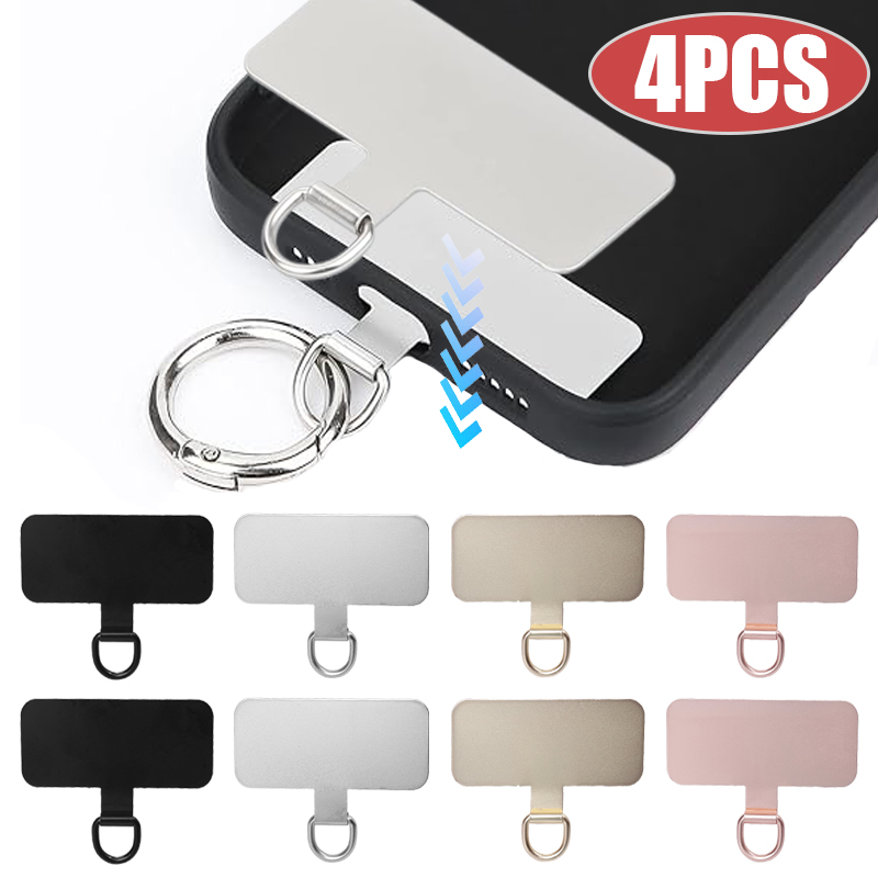 4/1PCS Metal Mobile Phone Lanyard Patch Universal Stainless Steel Card Ultra Thin Anti Lost Smartphones Hanging Rope Tab Clips