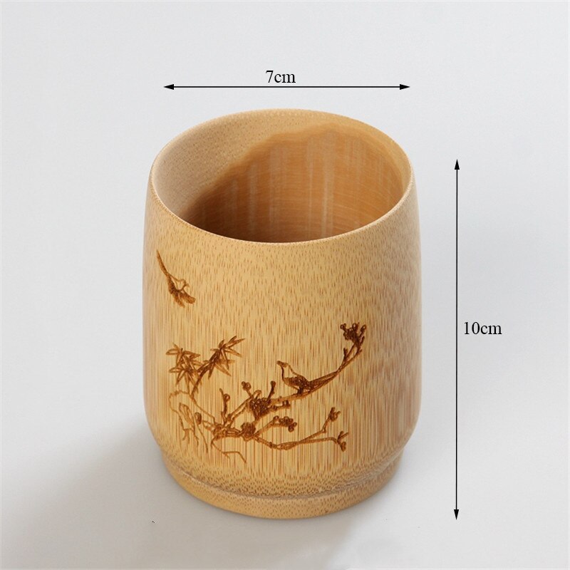 Natural Bamboo Tea Cups Beer Tumbler Office Coffee Wine Milk Cup Kitchen Vintage Chinese Wood Water Cup Insulated Small: D