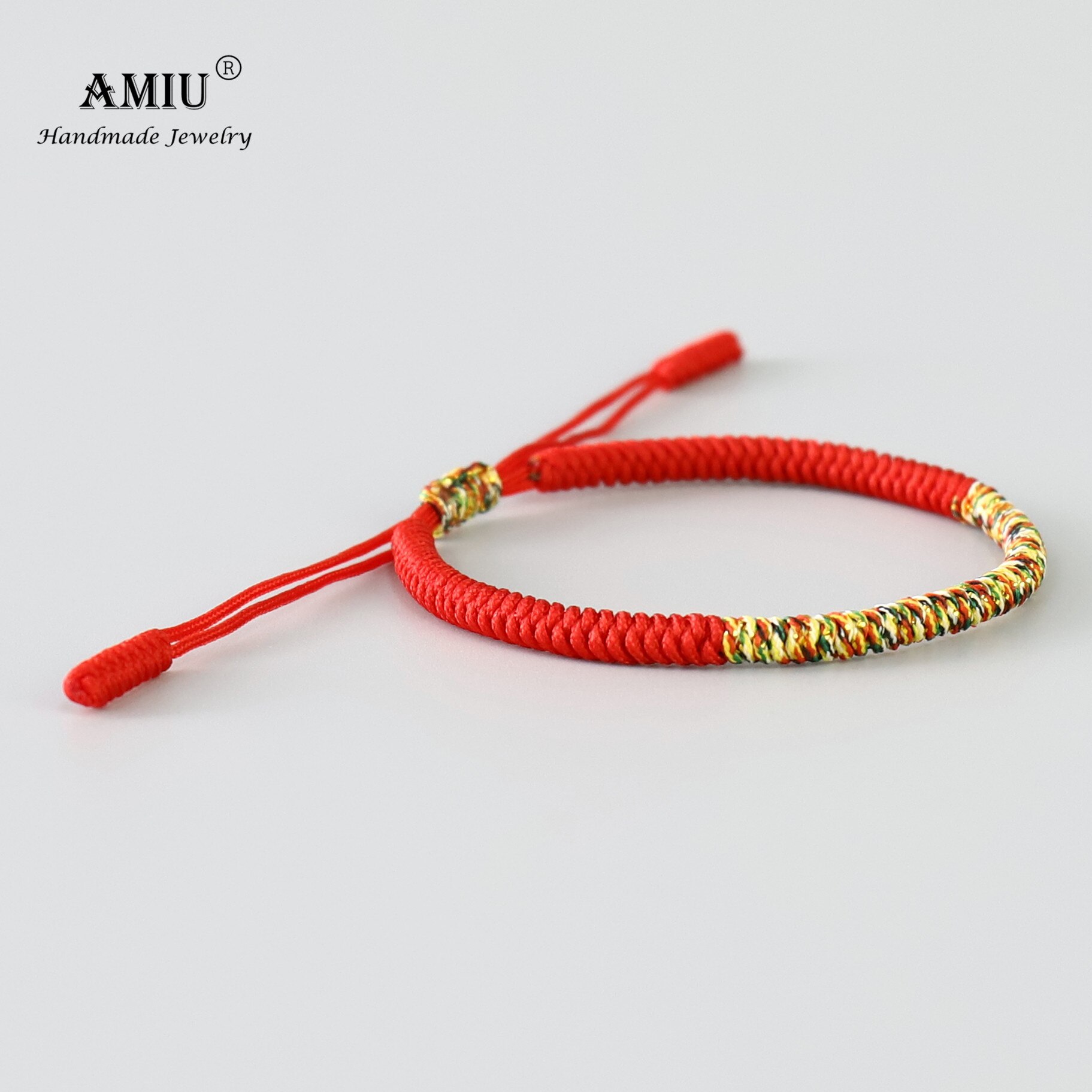 AMIU 6 Colors Tibetan Handmade Buddhist Lucky Bracelets &amp; Bangles For Women Men Rope Knots Amulet Tibet Braided Bracelet