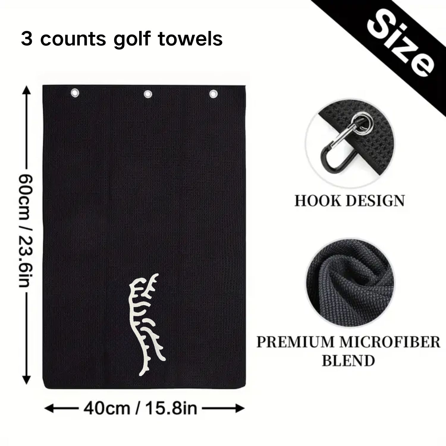 Sjovt tigermikrofiber premium golfhåndklæde, broderede golfhåndklæder til golftasker til mænd og kvinder, golftilbehør til mænds golfspillere