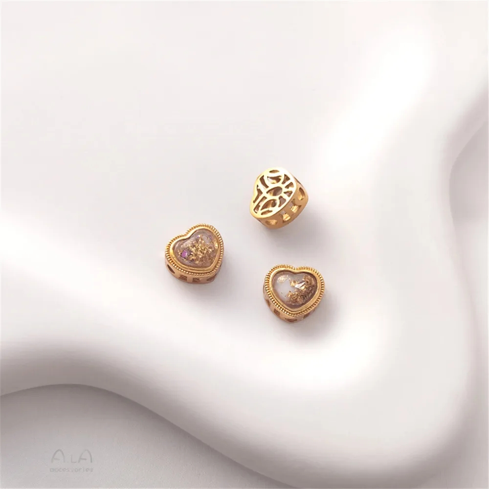 Cuentas de transferencia con incrustaciones de ópalo de imitación, accesorios de joyería hechos a mano, oro mate, chapado en cobre, Retro: Zinc negro plateado