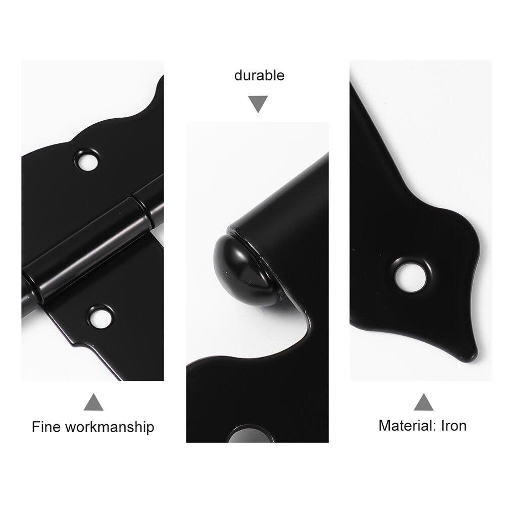 4pcs T-shaped Gate Hinges Heavy Duty Hinges Black Shed Barn Door Hinges