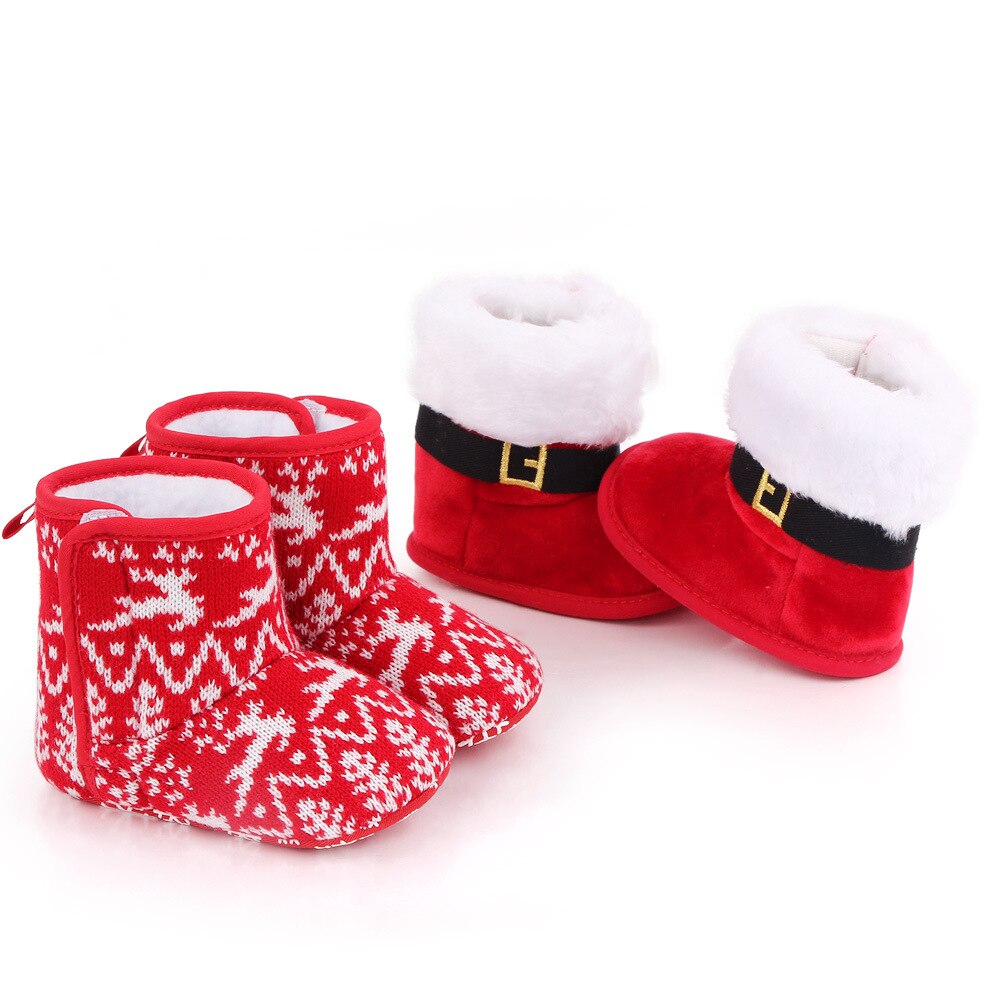 Bebek noel çizmeler güzel kar tanesi Santa tasarım kış ev terliği kaymaz bebek yenidoğan patik Santa ayak çorap